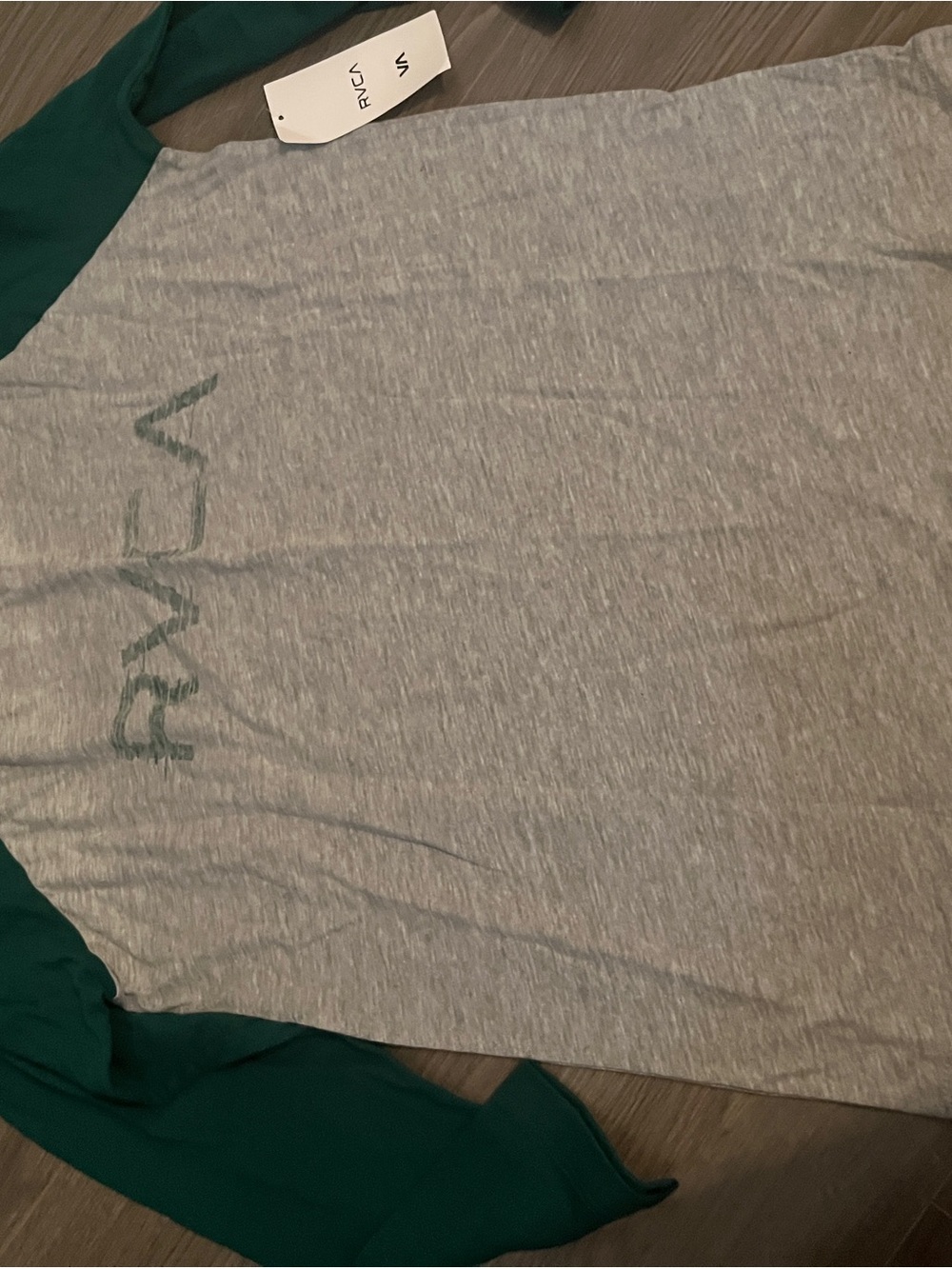 RVCA Heather Gray Tee with Forest Green Trim